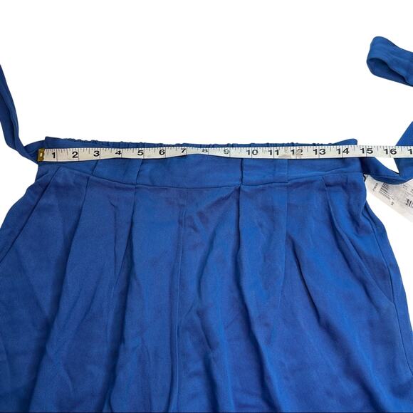 June & Hudson Royal Blue Paperbag Top Shorts w/ Built-In Belt & Pockets, Size M! - Picture 7 of 9